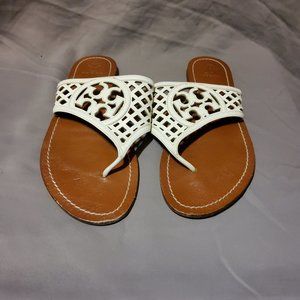 Louisa Logo Flat Thong Sandal, White